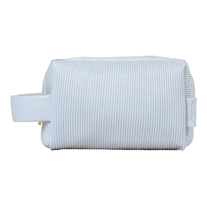 Trusa machiaj, piele PU, albastru, 17x11x7.5cm