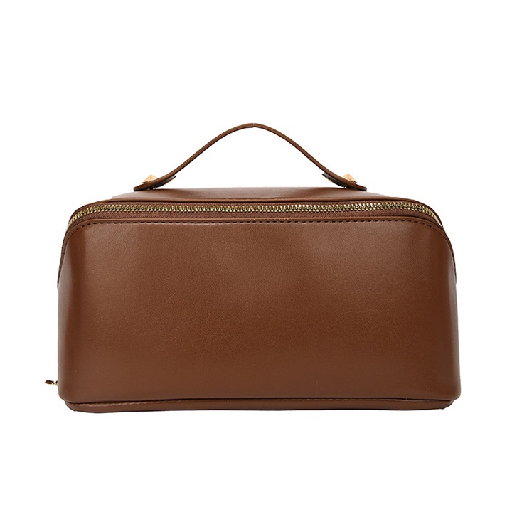 Козметична чанта, QttvbTna, Полиуретан, 25x13x12cm, Кафява