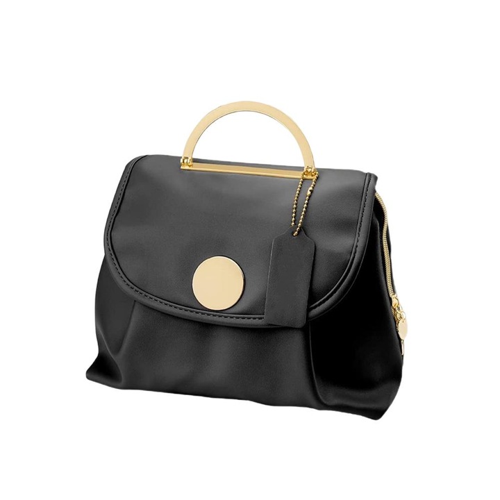 Козметична чанта, QttvbTna, кожа, водоустойчивост, 29.3x27.5x6.4cm, черна