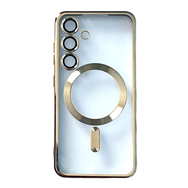 Изключително мек силиконов калъф с метални ръбове, Luxury Magsafe, съвместим със Samsung S24 / Gold