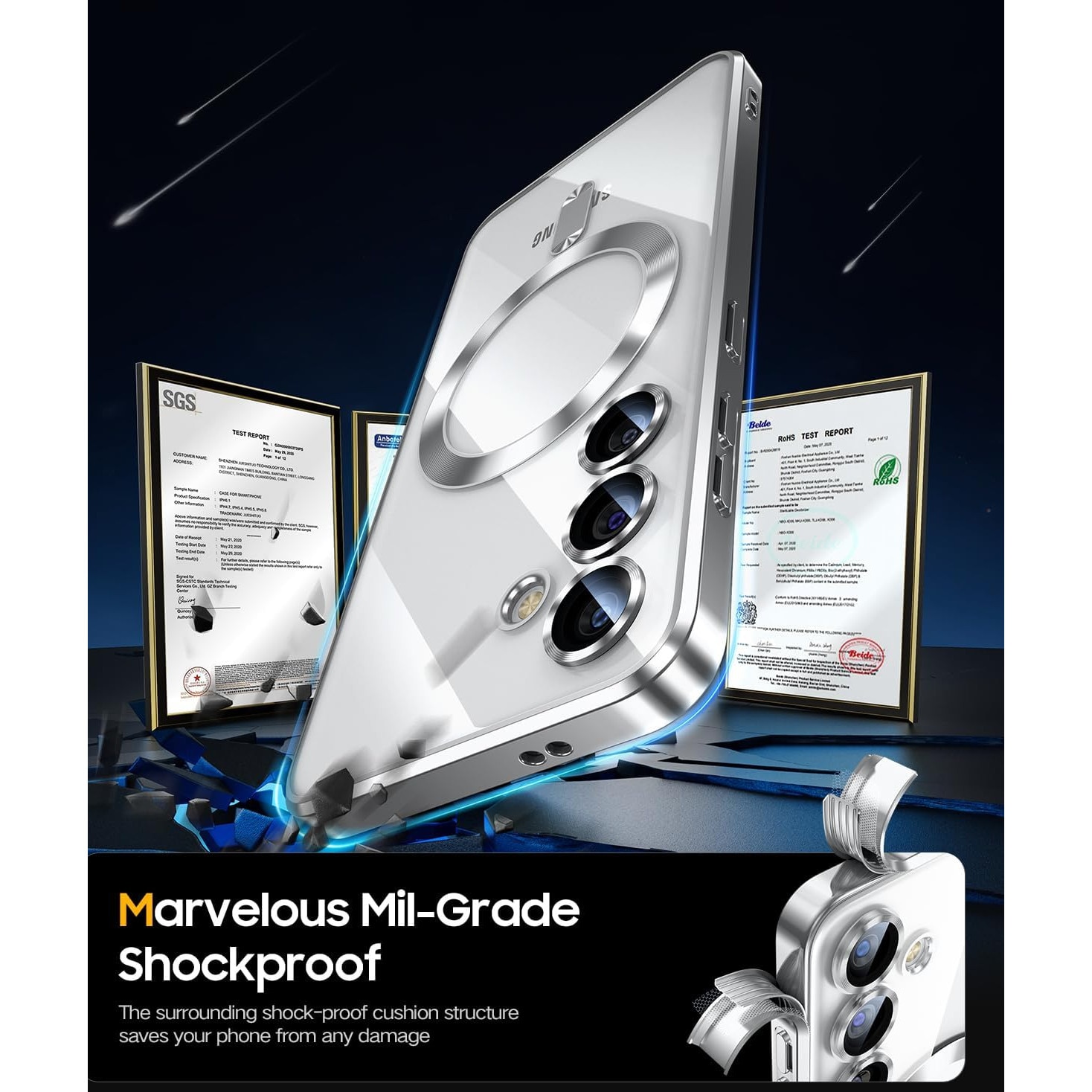 Husa din silicon Ultra-Soft cu margini metalizate, Luxury Magsafe, compatibila cu Samsung S24 Plus / Argintiu