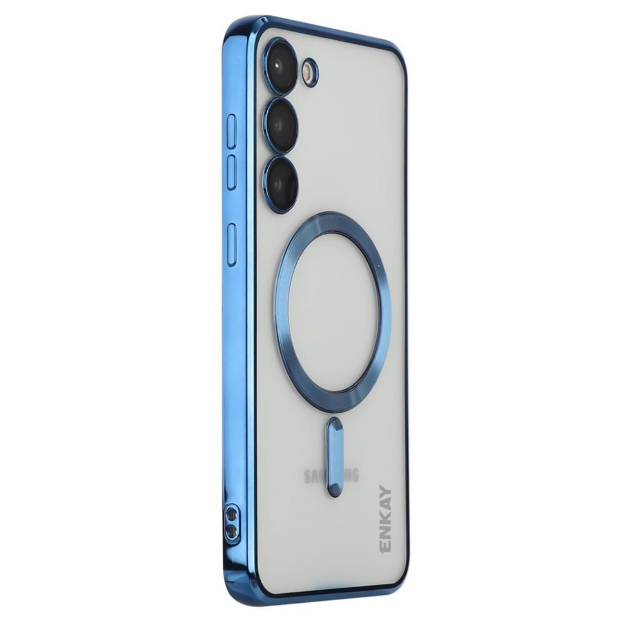Husa din silicon Ultra-Soft cu margini metalizate, Luxury Magsafe, compatibila cu Samsung S24 / Albastru inchis