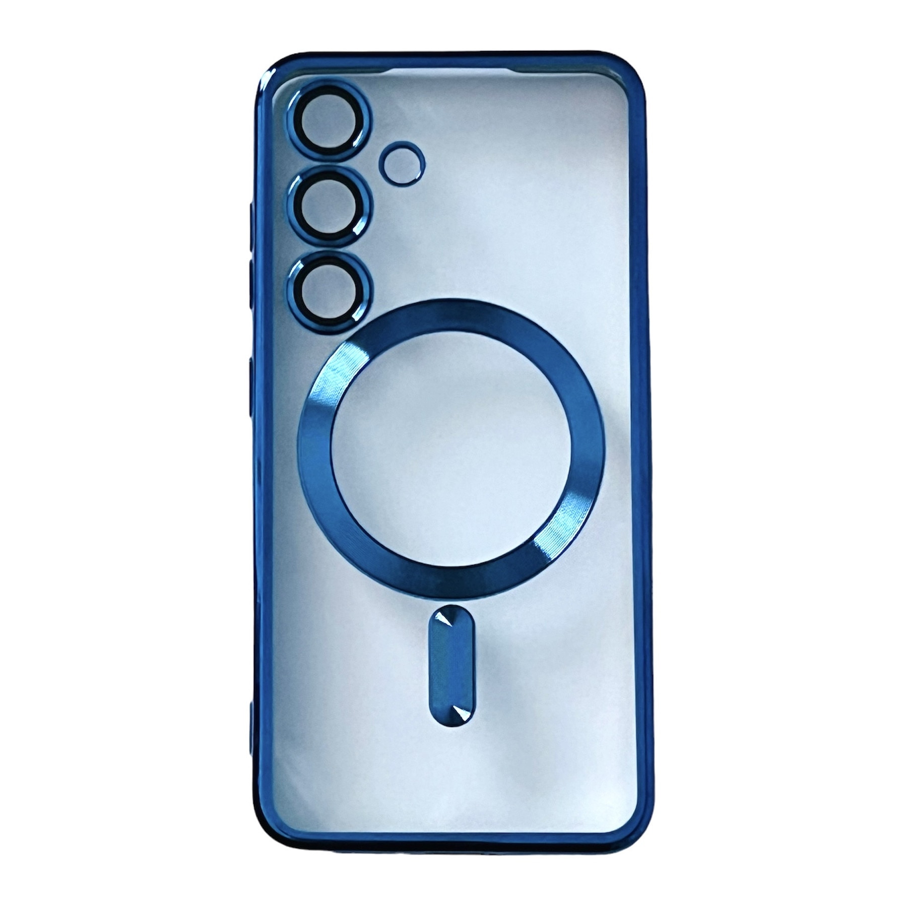Husa din silicon Ultra-Soft cu margini metalizate, Luxury Magsafe, compatibila cu Samsung S24 / Albastru inchis