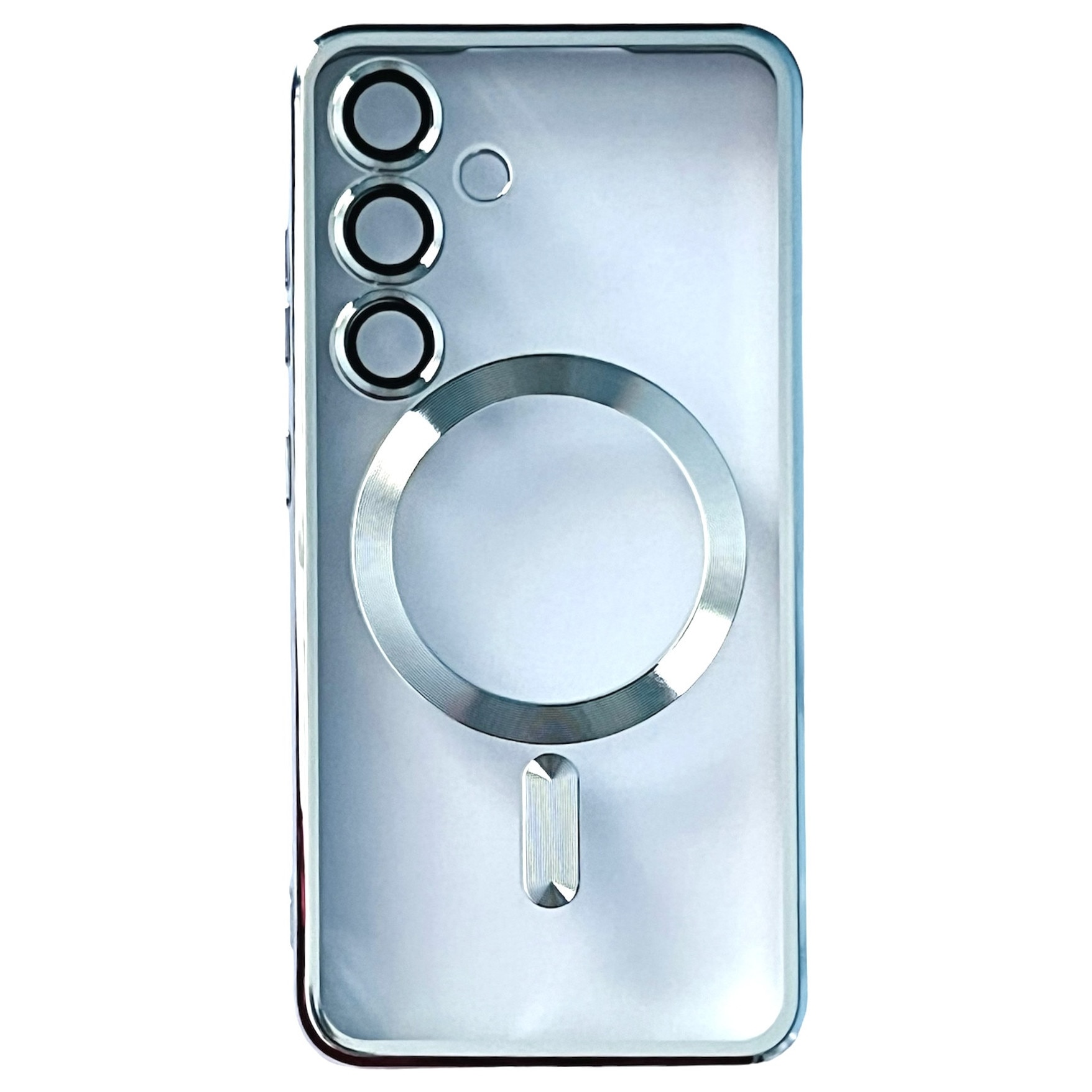 Husa din silicon Ultra-Soft cu margini metalizate, Luxury Magsafe, compatibila cu Samsung S24 Plus / Argintiu