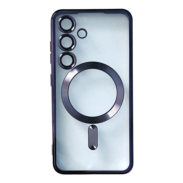 Husa din silicon Ultra-Soft cu margini metalizate, Luxury Magsafe, compatibila cu Samsung S24 / Mov