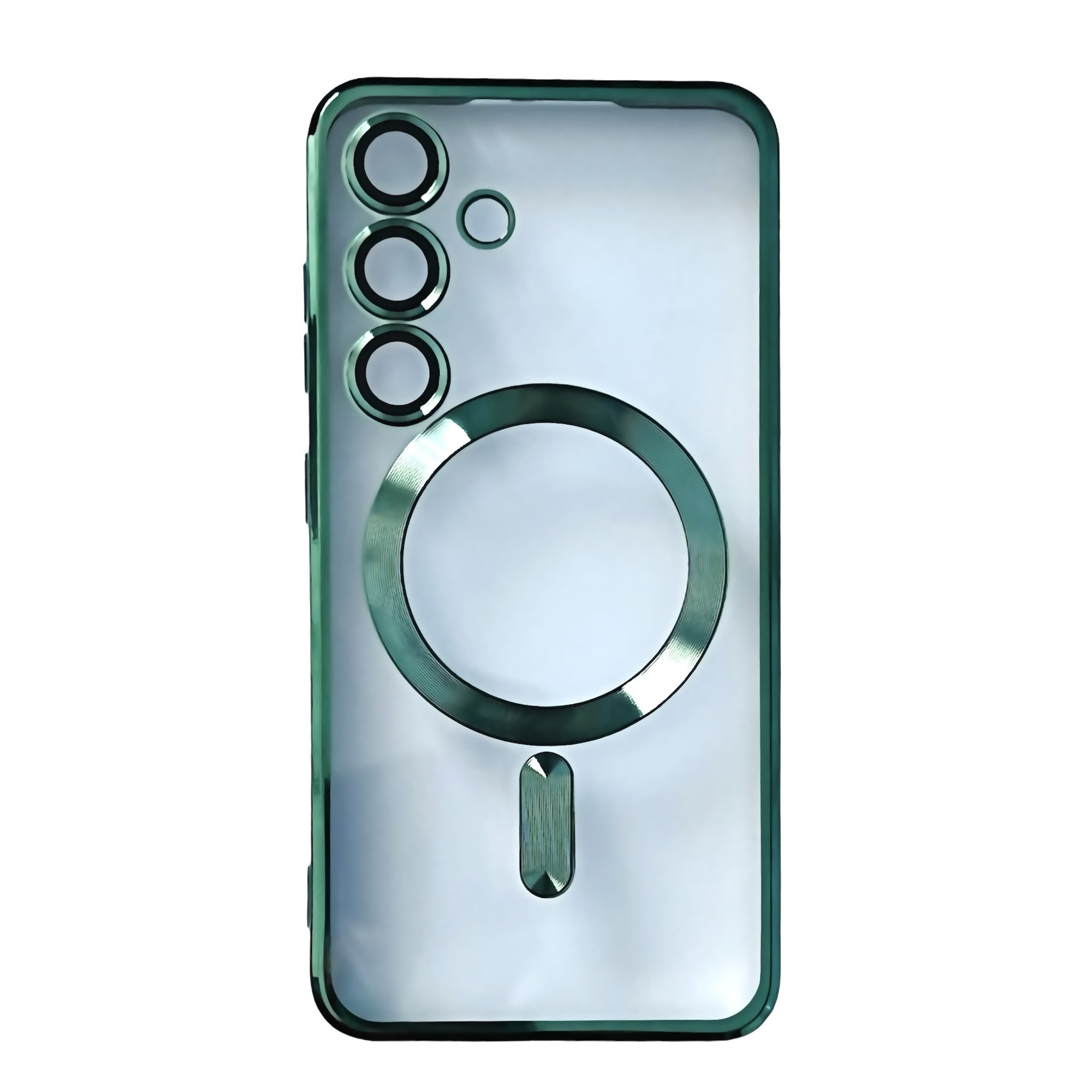 Husa din silicon Ultra-Soft cu margini metalizate, Luxury Magsafe, compatibila cu Samsung S24 / Verde