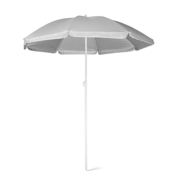 Umbrela gri pentru plaja si camping cu parasolar, reglabila, ajustabila, cu captuseala argintie, 160 cm, dalimag
