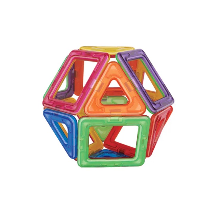 Set magnetic de construit, forme geometrice, 20 piese, multicolor, E-Toy®