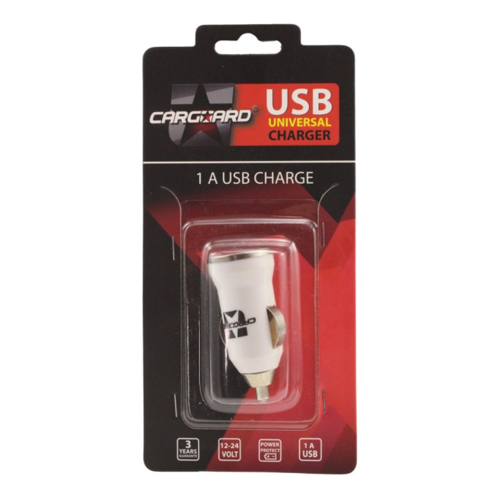 Adaptor priza bricheta USB 12/24V, 1000mA, alb cu LED