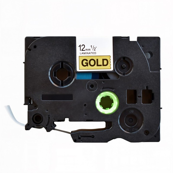 Banda laminata etichete compatibila Brother TZe-831, 12 mm negru pe fundal auriu