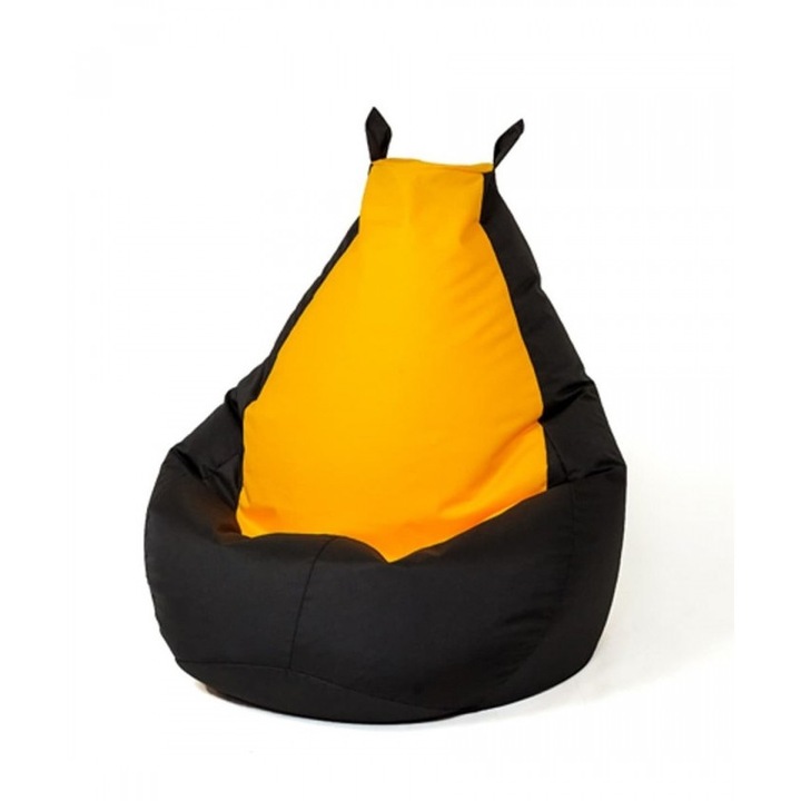 Fotoliu puf Sako BATMAN, Go Gift, Oxford/Polistiren, 105x80cm, Galben/Negru, L
