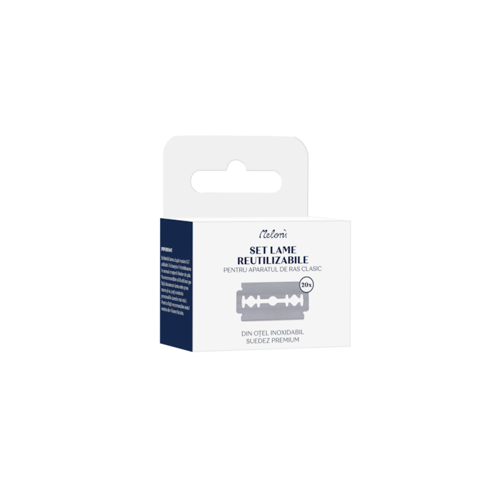 Set rezerve lame de ras pentru aparatul de ras clasic, Meloni, 20 bucati