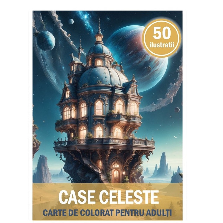 Carte de colorat pentru relaxare si antistres, 50 de ilustratii, Case Celeste, 106 pagini