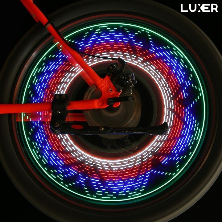 2 db sokszínű LED-es lámpa készlet kerékpárok hátsó részére fény- és mozgásérzékelővel, 16 LED, 32 modell, 16,5x9 cm, Luxer