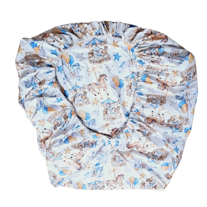 Cearceaf de pat cu elastic Carusel Ariale, bumbac ranforce, 140 X 200, Multicolor