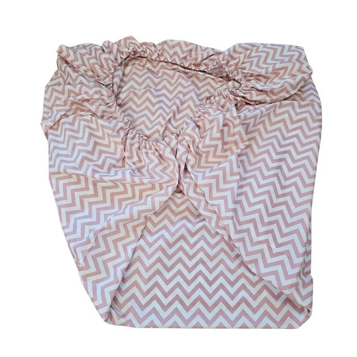 Cearceaf de pat cu elastic Zenith Blush Ariale, bumbac ranforce, 140 X 200 cm, Multicolor