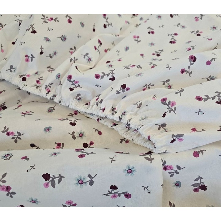 Cearceaf de pat cu elastic Chic Hue Ariale, bumbac ranforce, 180 X 200 X 25 cm, Multicolor