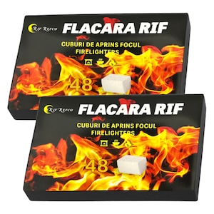 Set 96 Cuburi pentru Aprins Focul Teno®, 2 cutii, pastile aprinzatoare, timp indelungat de ardere, incalzire centrala, seminee, sobe, camping, drumetii