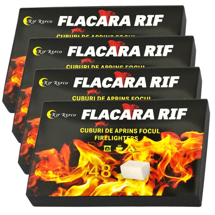 Set 192 Cuburi pentru Aprins Focul Teno®, 4 cutii, pastile aprinzatoare, timp indelungat de ardere, incalzire centrala, seminee, sobe, camping, drumetii