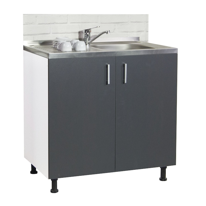 Masca chiuveta Tender Badenmob, 80x50x80 (pentu chiuveta 80x50 cm), 2 usi, PAL, Antracit