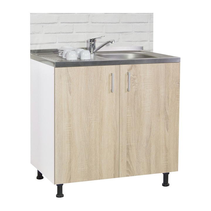 Masca chiuveta Tender Badenmob, 80x50x80 (pentu chiuveta 80x50 cm), 2 usi, PAL, Sonoma