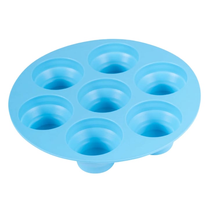 Forma pentru copt rotunda pentru Airfryer, 7 briose, din silicon flexibil albastru 18 cm ABYZ®™