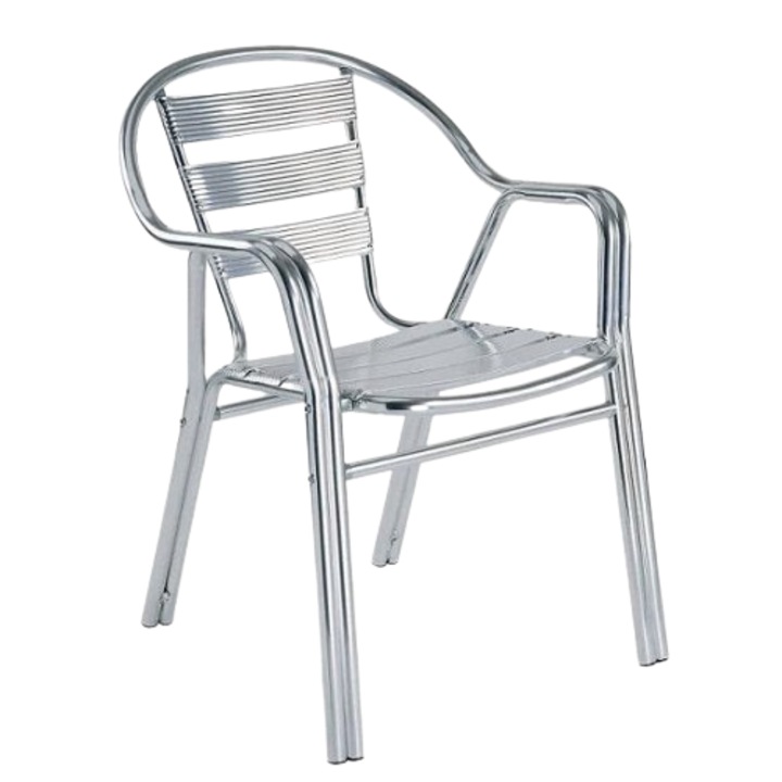 Стол DacEnergy©, Изработен От Алуминиева Тръба, Подреждащ Се, Водоустойчив, Лесен За Поддръжка, С Двойни Тръбни Крака, Вътрешен /Външен, 56 x 60 x 79 Сm, Сив