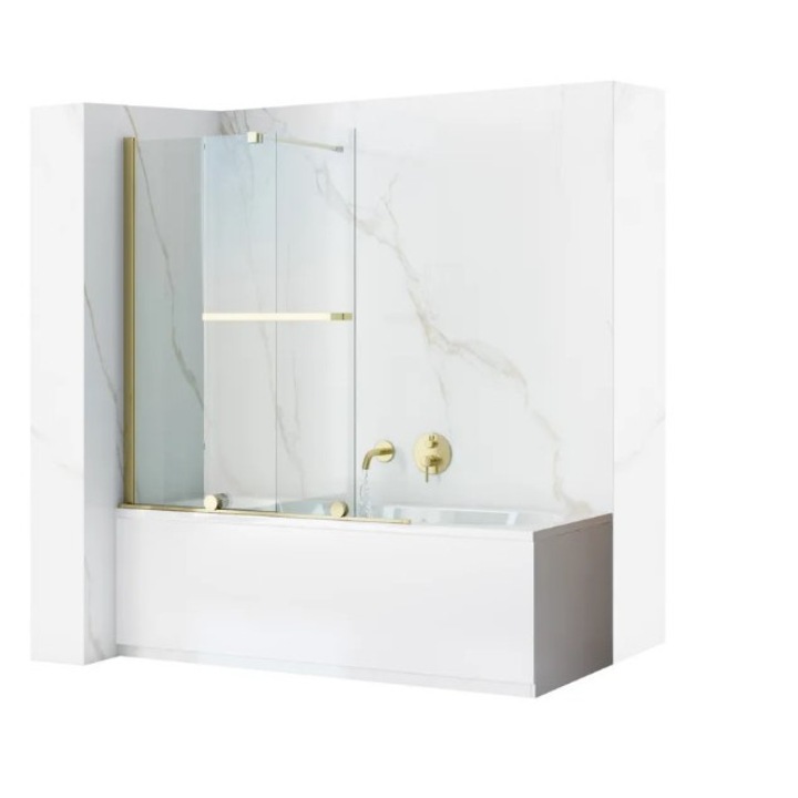 Параван за вана Rea Fabian, 100 cm, Златист, Гланц