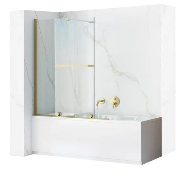 Paravan de baie, Rea, 100 cm, Auriu