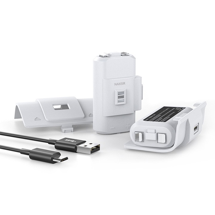 Set 2 baterii, NAXSIR, Compatibilitate Xbox One, Xbox Seriile S / X, 1100 mAh, Alb
