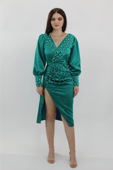 ARIANNA gyöngy midi ruha, Türkiz