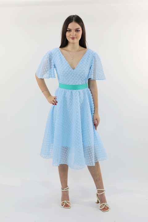 Poplin midi ruha FRANCINE, Világoskék