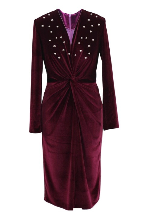 Bársony ruha JADE gyöngyökkel, Bordó