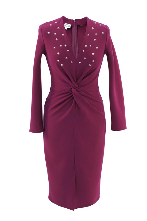 Bodycon ruha JADE gyöngyökkel, Bordó