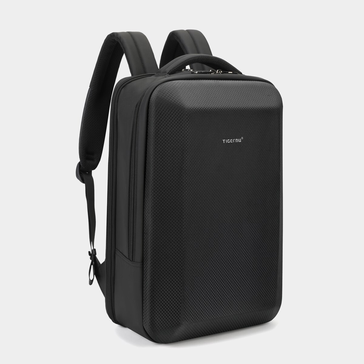 Rucsac laptop 15.6" business casual cu carcasa rigida din material impermeabil, TIGERNU, 30x16x45 cm, Negru