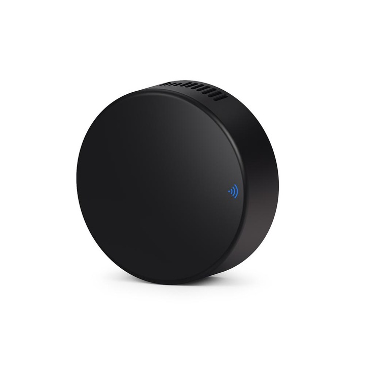 SMART универсално дистанционно управление, С WiFi + IR + RF, съвместимо с Alexa и Google Assistant, кръгла форма, черен цвят