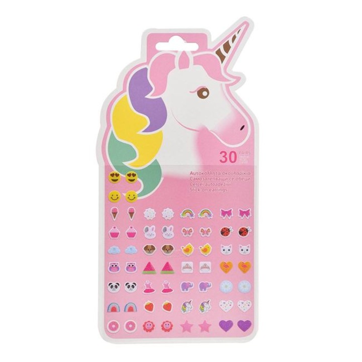 Set cercei autoadezivi copii, 30 perechi, model unicorn
