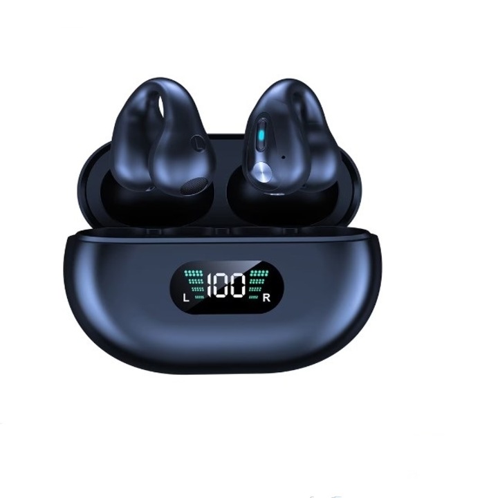 BeSmart Q80 TWS vezeték nélküli fejhallgató, Bluetooth 5.3, érintésvezérlés, vízálló IPX5, LED kijelző, fekete