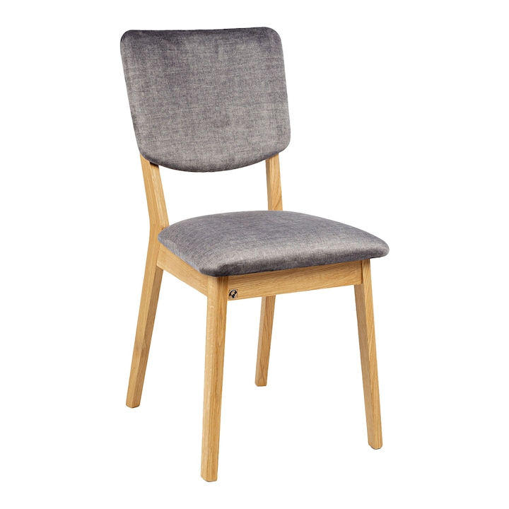 Scaun lemn de stejar, MARY, finisat cu ulei cerat natural, tapitat cu material catifelat Vogue16, 88x50x44 cm