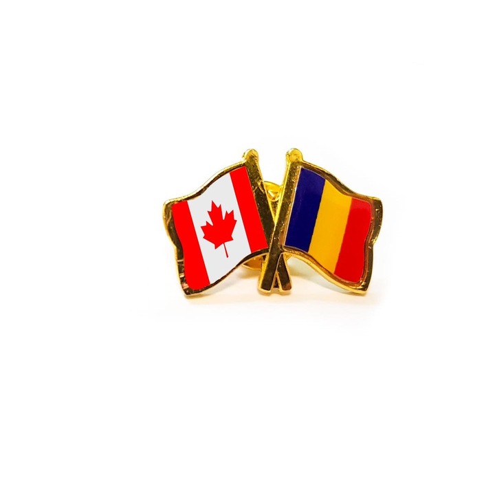 Insigna pin steag Romania si Canada