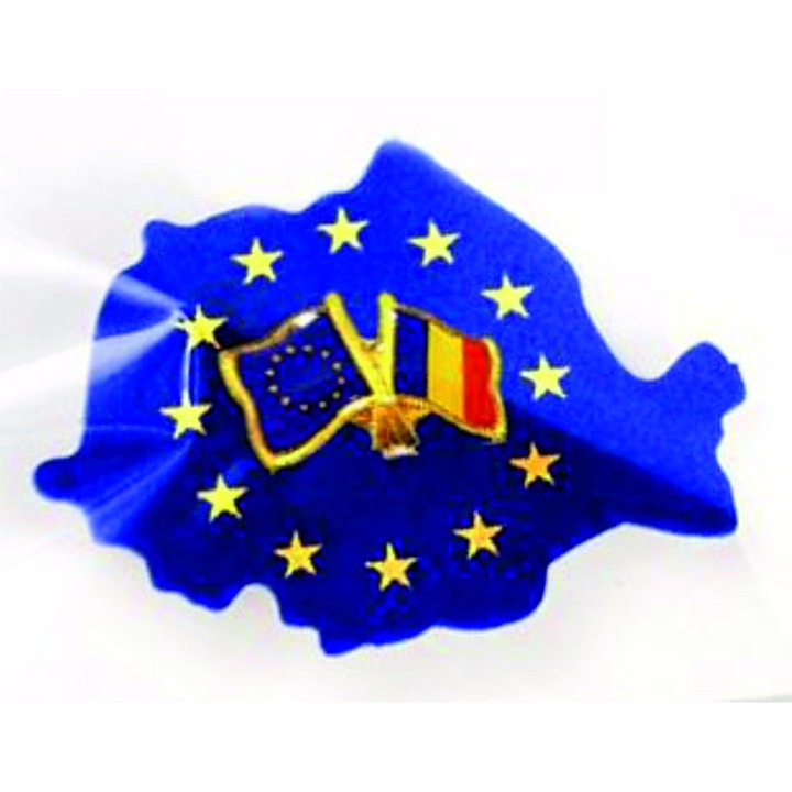 Insigna pin steag Romania si UE