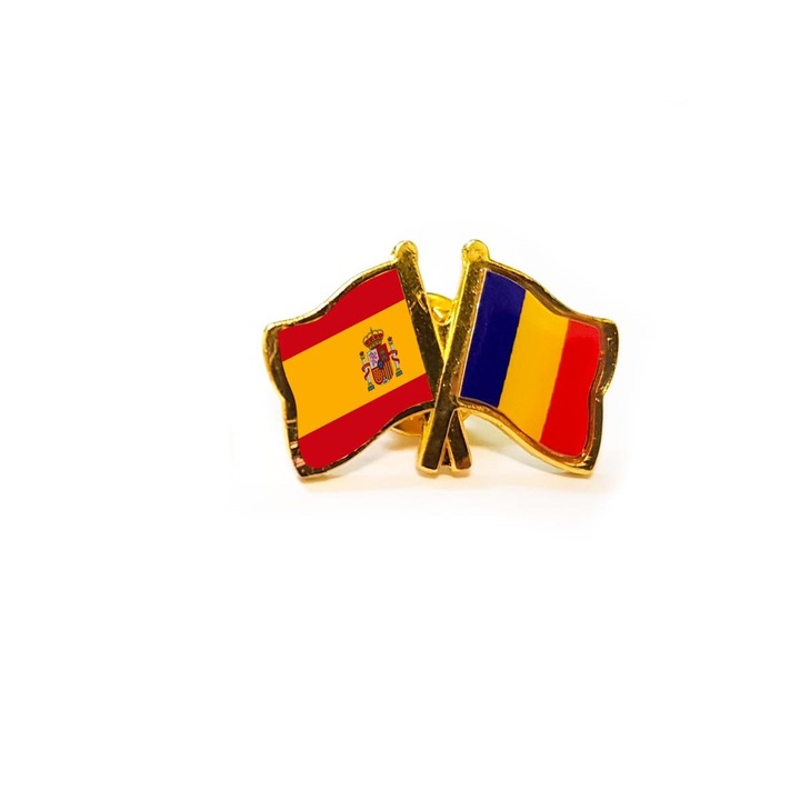 Insigna pin steag Romania si Spania