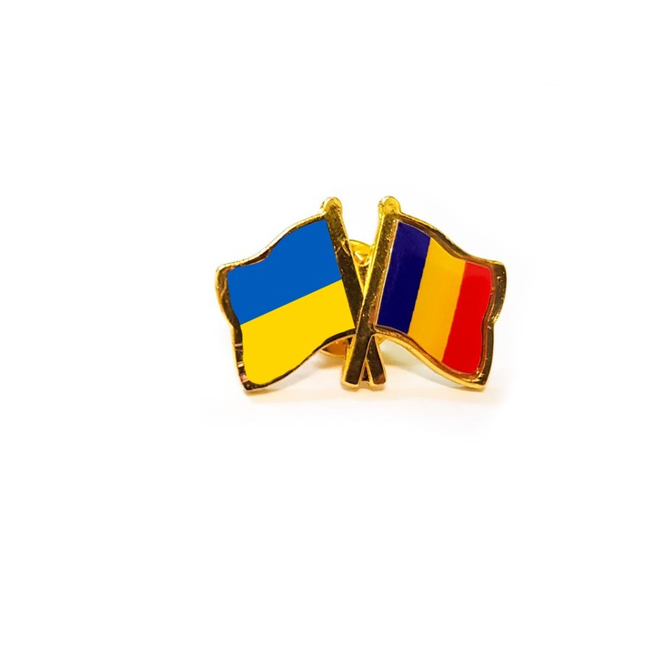 Insigna pin steag Romania Ucraina