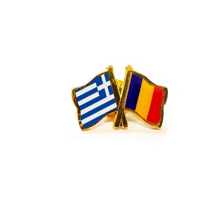 Insigna pin steag Romania si Grecia