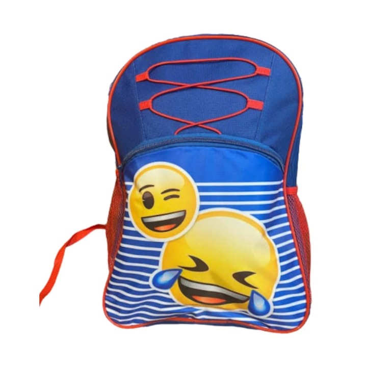 Iskolai hátizsák, tarka emoji mintás