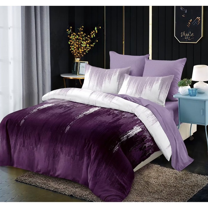 Спално бельо, 6 части, щампа с пера, размер 180 х 200 см, многоцветно / ЛИЛАВО