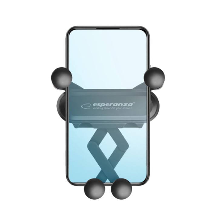 Suport auto pentru smartphone, cu brate ajustabile, Esperanza Force 95881, cu prindere la grila de ventilatie, negru Negru