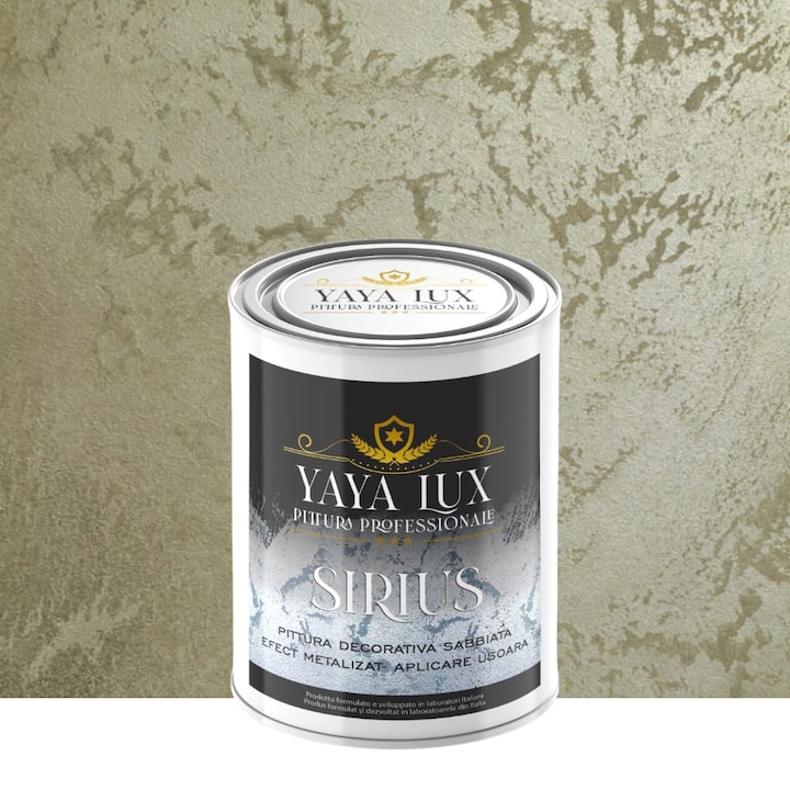 Vopsea Decorativa de Lux, Sirius, Gri Verzui, Finisaj Mat cu Perle de Sticla, 2, 5 Litri, YaYa Color