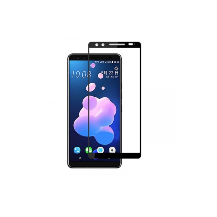 Премиум защитно фолио за HTC U12 Plus, с цял екран, изработено от висококачествено закалено стъкло, с твърдост 9H и максимална прозрачност