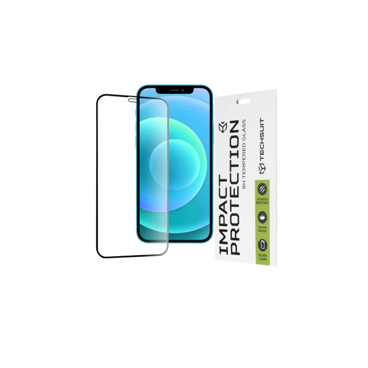 Teljes védőfólia iPhone 12 Pro készülékhez – Secure glass 10D, 9H, Full Glue, Fullscreen, Black
